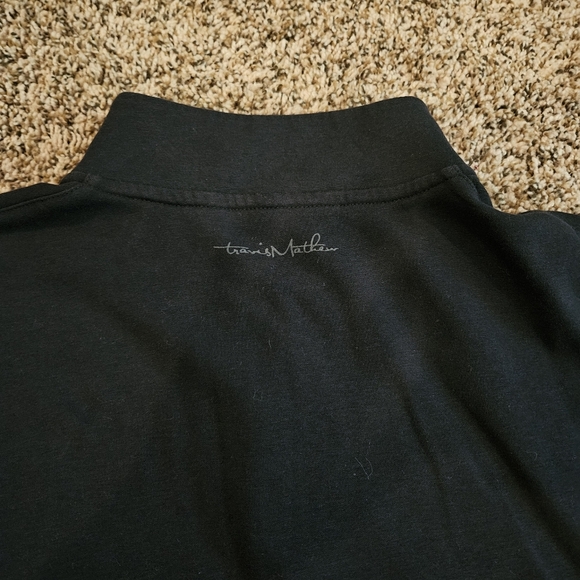 Travis Mathew Sweater Mens Medium Black 1/4 Zip Pullover Golf Lightweight Mock - Picture 3 of 4